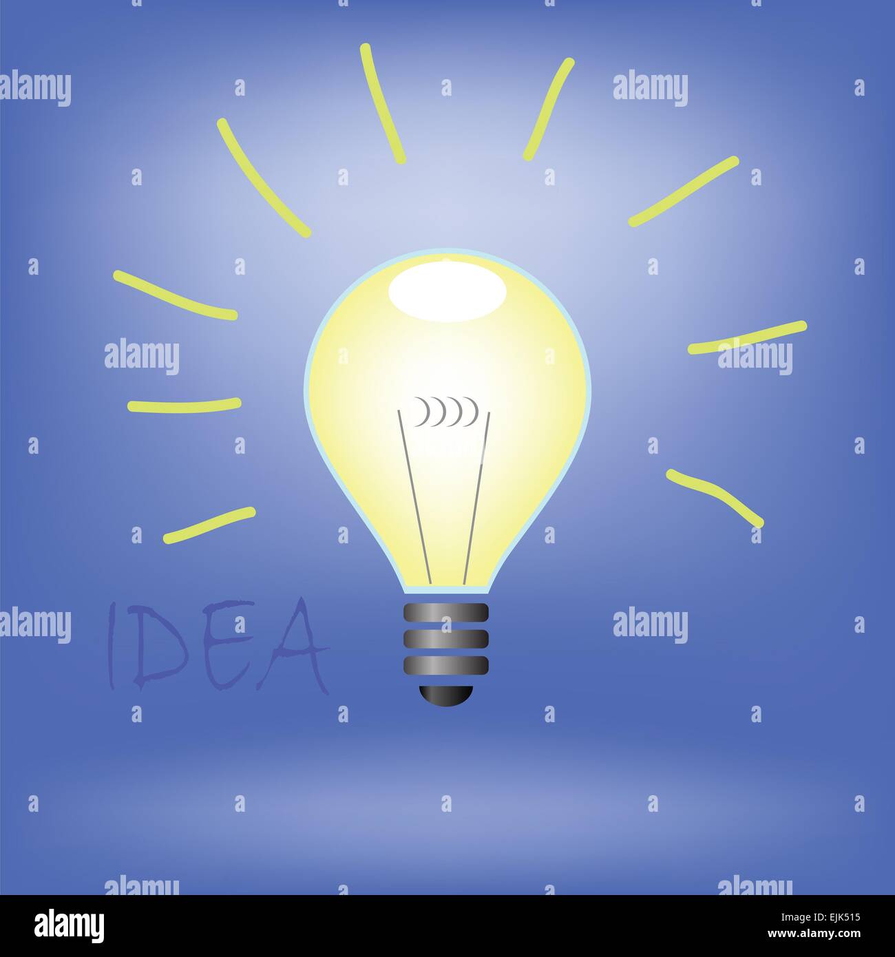 colorful illustration with idea bulb on a blue background Stock Photo ...