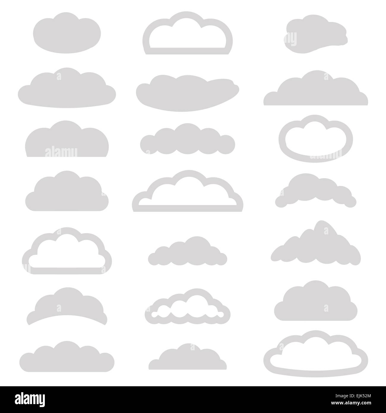 illustration with set of clouds icons on a white background Stock Photo ...