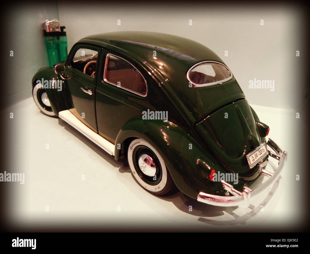 My miniature of an old Volkswagen Beetle, mythical car produced in Germany since 1938 and sold all over the world Stock Photo