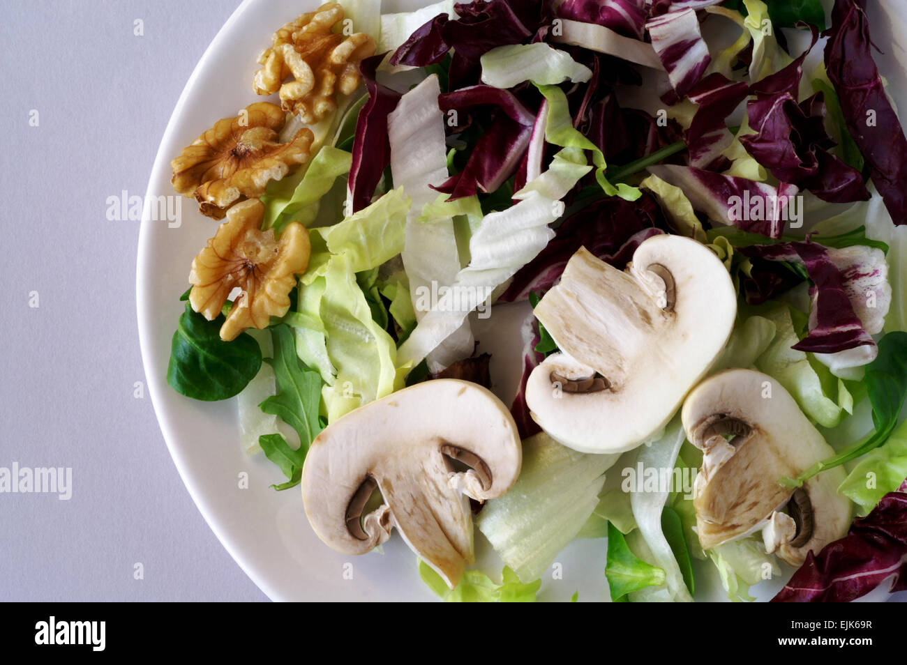 Salad with mushrooms and nuts Stock Photo