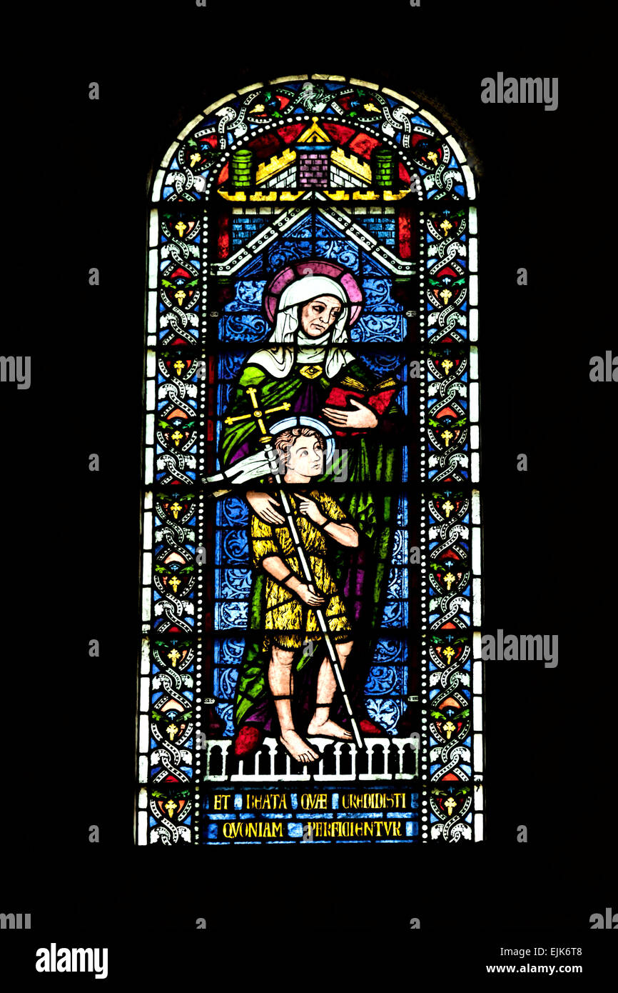 Stainedglass window in the chapel of Buckfast Abbey, near