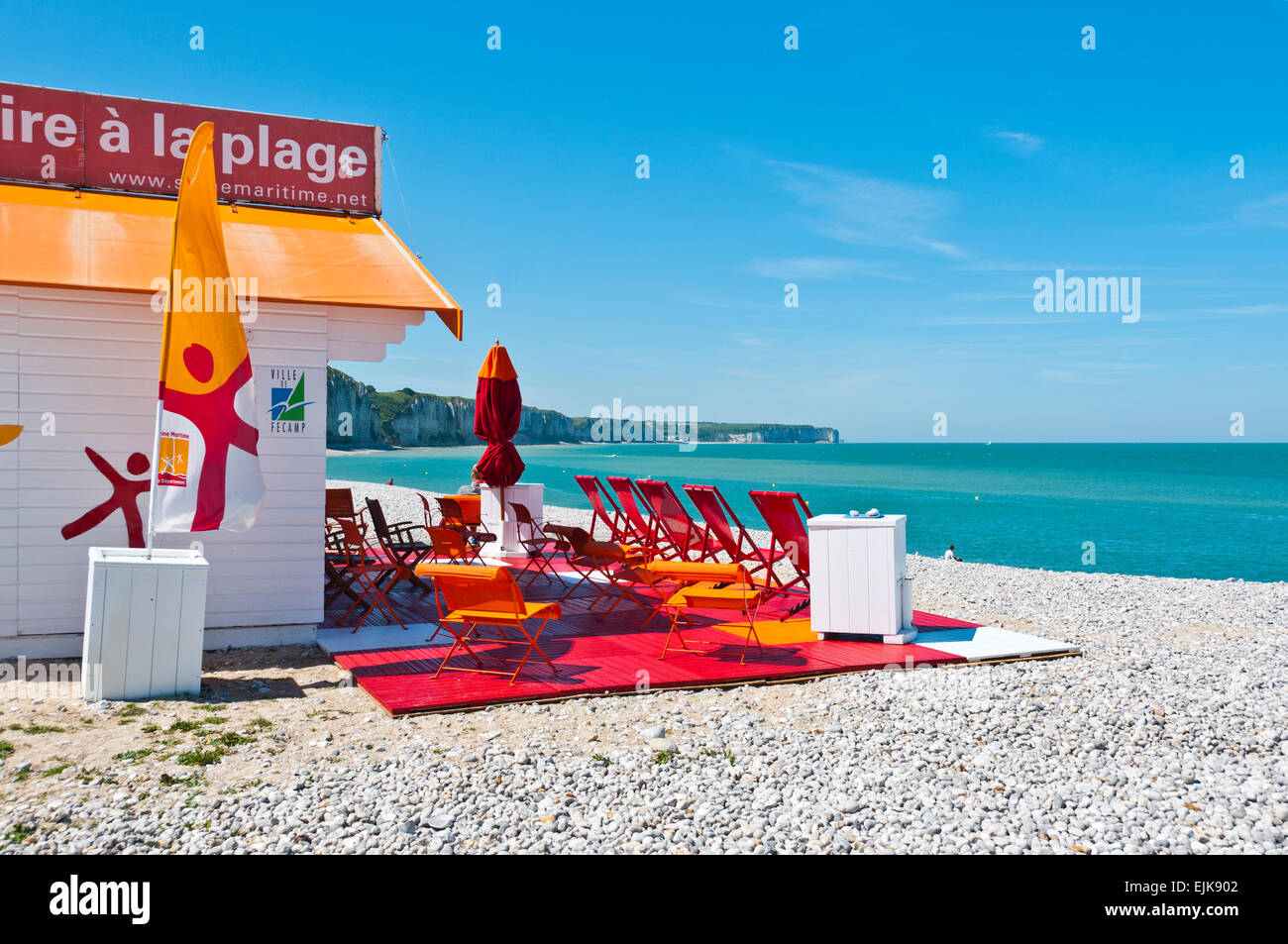 Lire A La Plage Beach At Fecamp Seine Maritime Normandy France Stock Photo Alamy