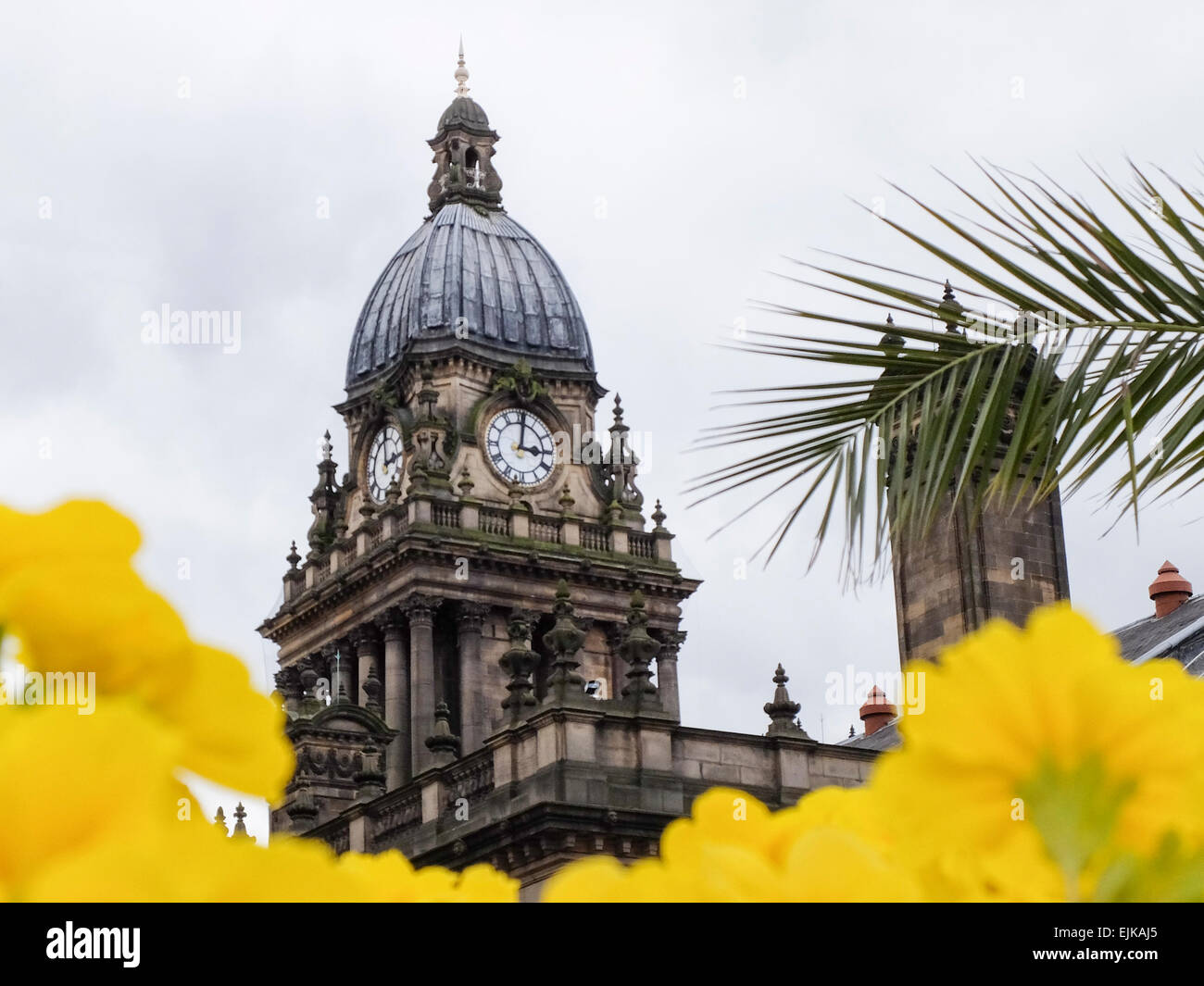 Leeds, Town Hall, Clock, City centre, Yorkshire Stock Photo