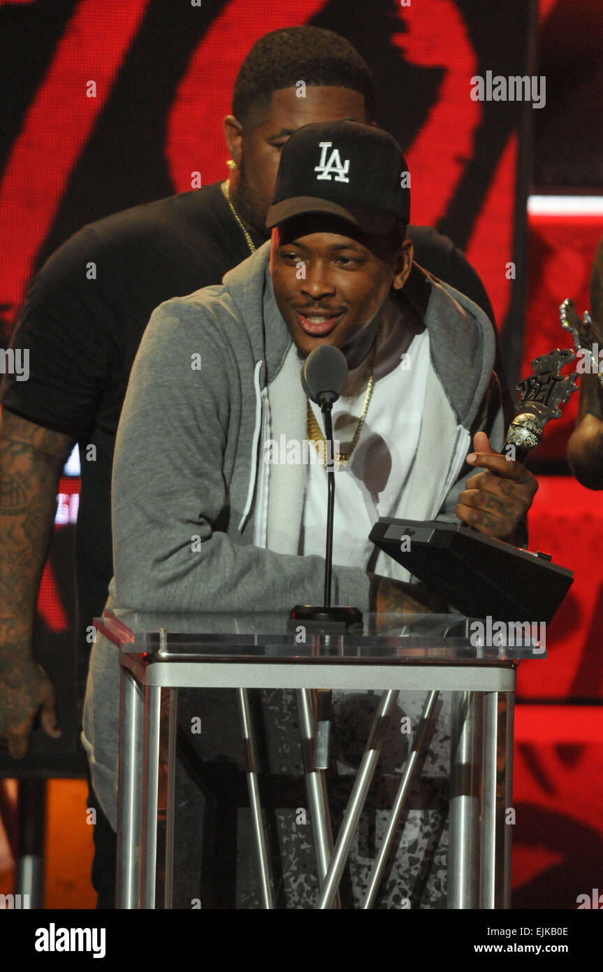 The 2014 BET Hip Hop Awards Show held at The Atlanta Civic Center in Atlanta - Inside Featuring: YG Where: Atlanta, Georgia, United States When: 20 Sep 2014 Stock Photo