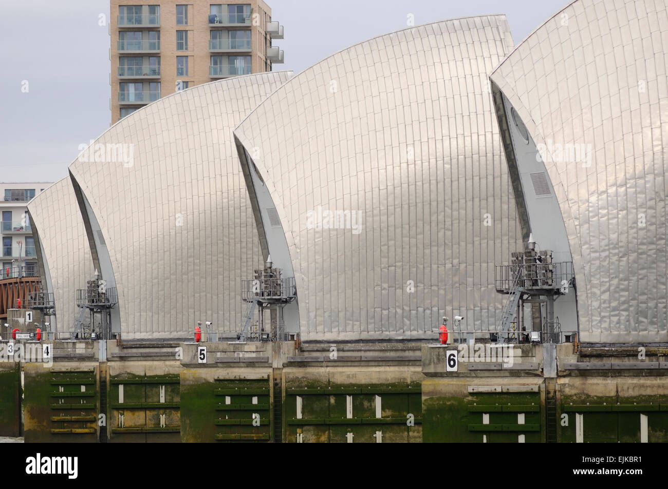 The Thames Barrier, near Woolwich, London UK Stock Photo