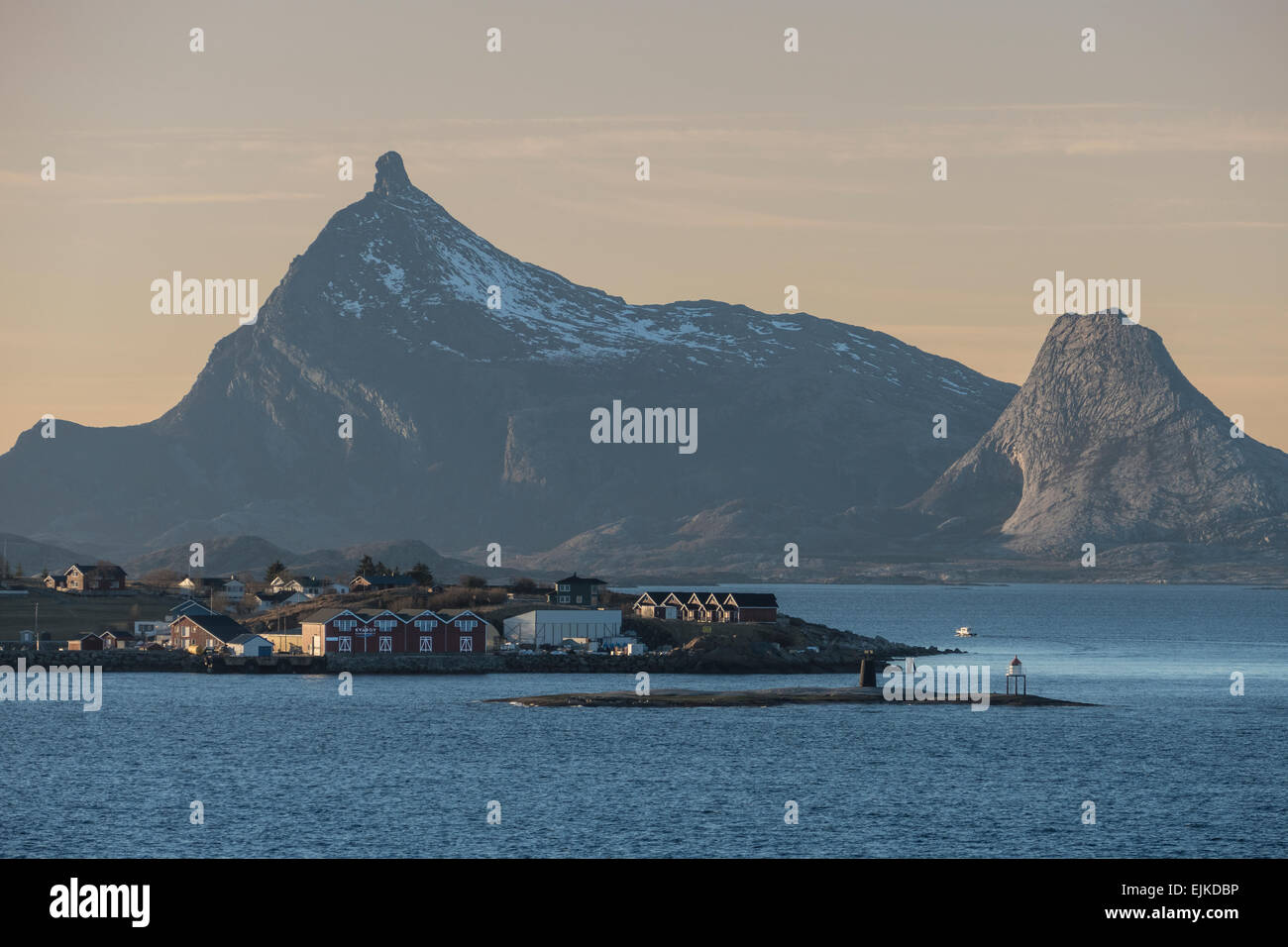 Norway Nordland, Kvarøy fishing village & Horseman island on Arctic circle Stock Photo