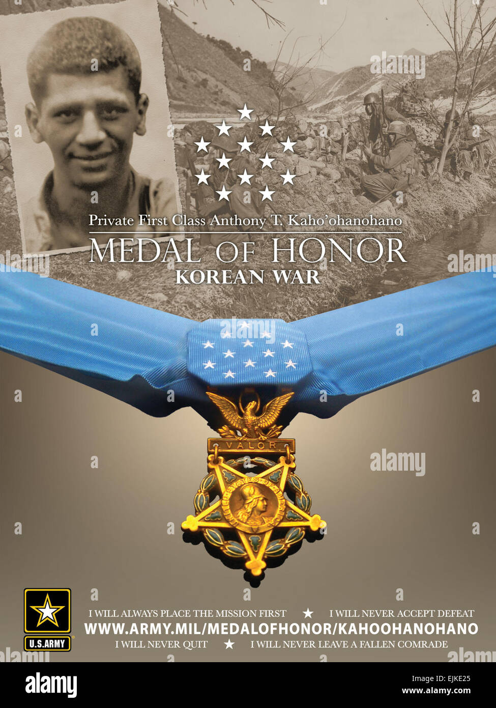 Two Soldiers who died as a result of their gallant and intrepid actions during the Korean War will be posthumously awarded the Medal Honor during a ceremony, today, at the White House. The families of Pfc. Anthony T. Kaho'ohanohano and Pfc. Henry Svehla received the medals from President Barack Obama on behalf of the two Soldiers. /-news/2011/04/29/55695-2-korean-war-heroes-t...  /-news/2011/04/29/55695-2-korean-war-heroes-to-be-posthumously-awarded-medal-of-honor-today/index.html?ref=home-headline-title1 Stock Photo
