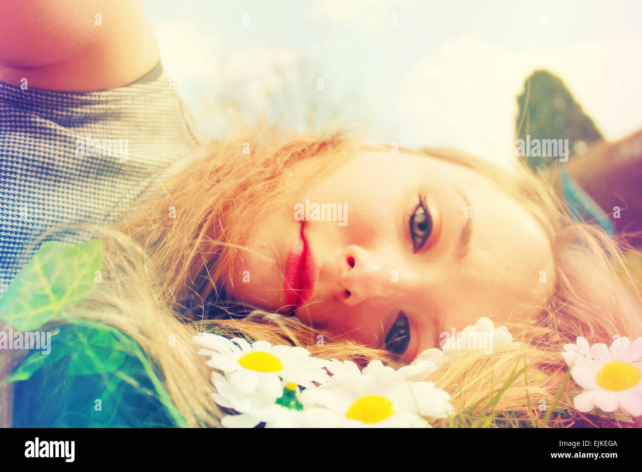 daydream, daydreaming, fantasy, teenager, teenager photo-shoot, male-uk, make-uk, flowers, flower-girl, story, Stock Photo