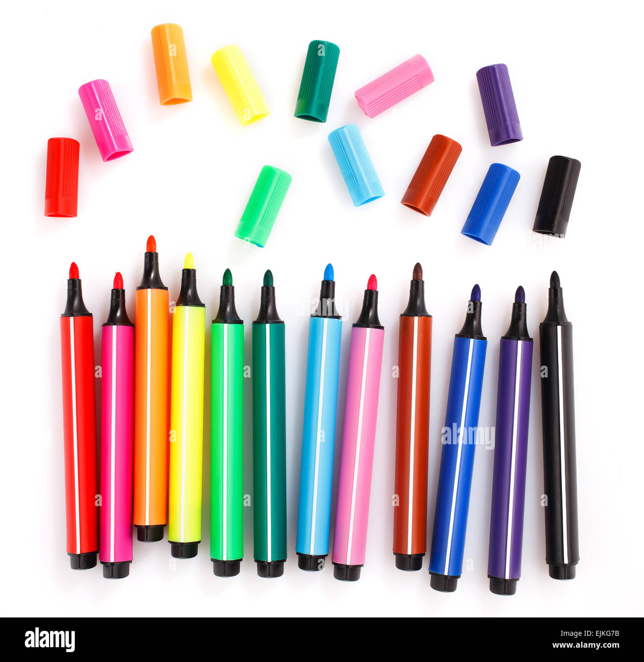 Multicolor pens on white background. #1 Photograph by Fernando