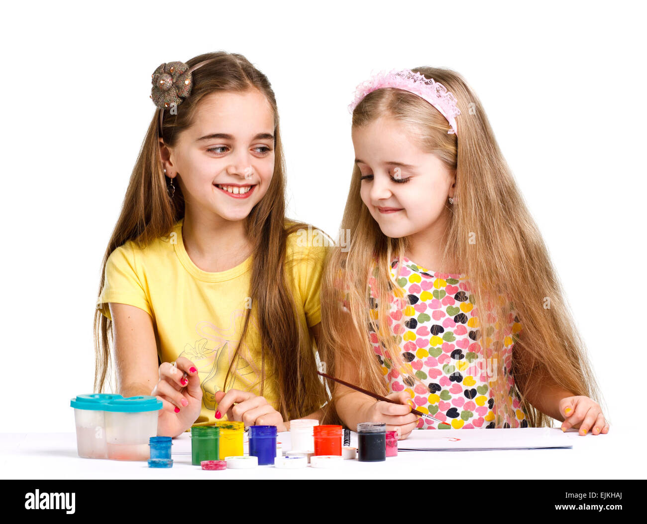 two girls painted Stock Photo