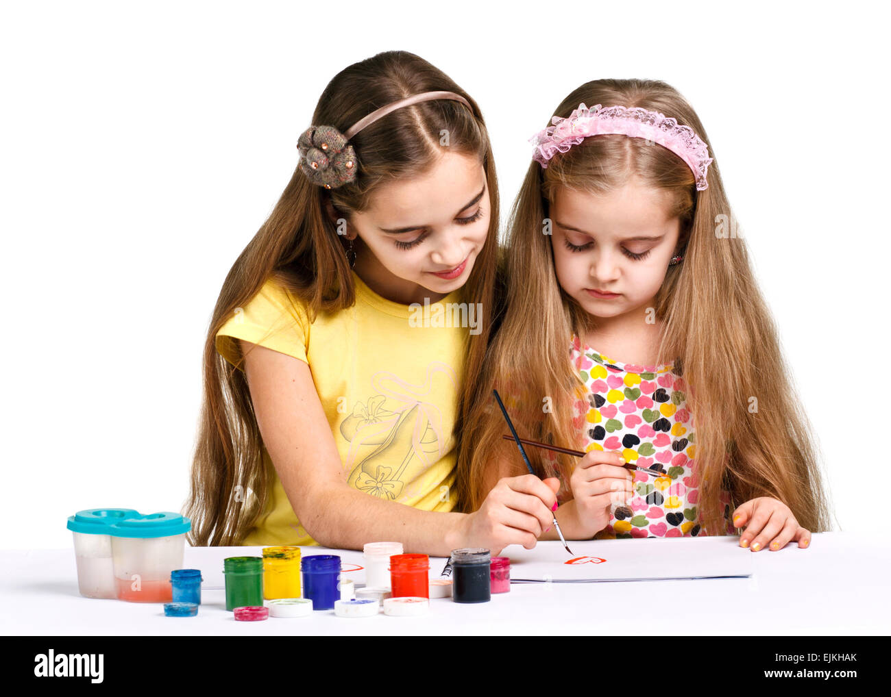 two girls painted Stock Photo