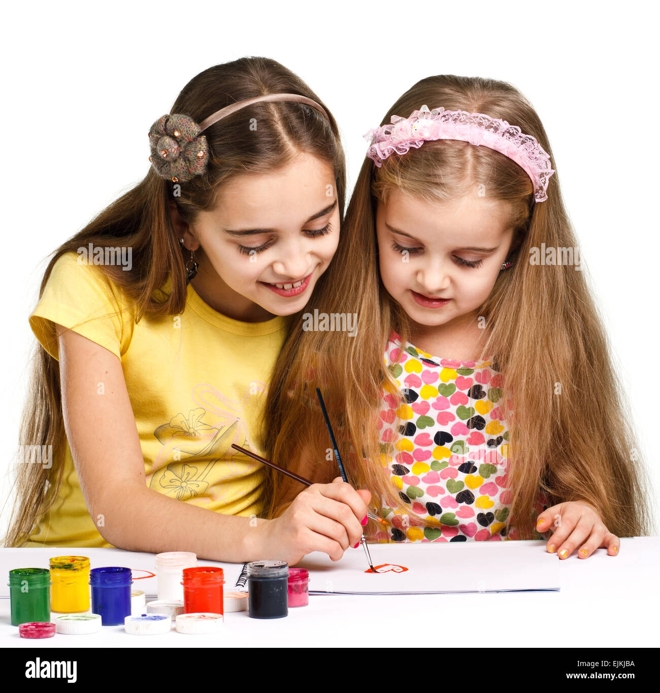 two girls painted Stock Photo