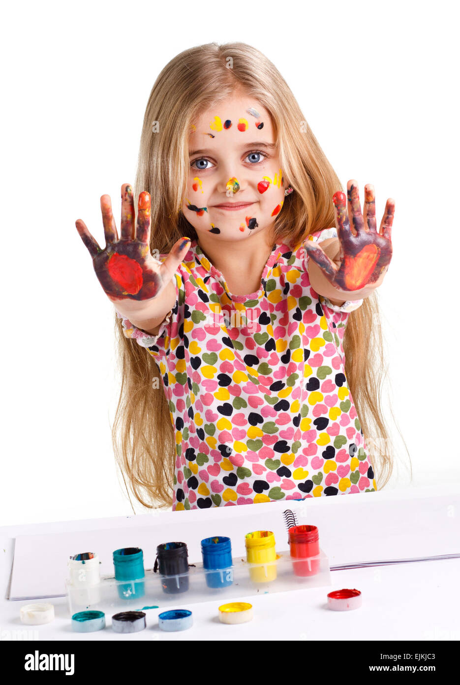 girl painted paints Stock Photo Alamy