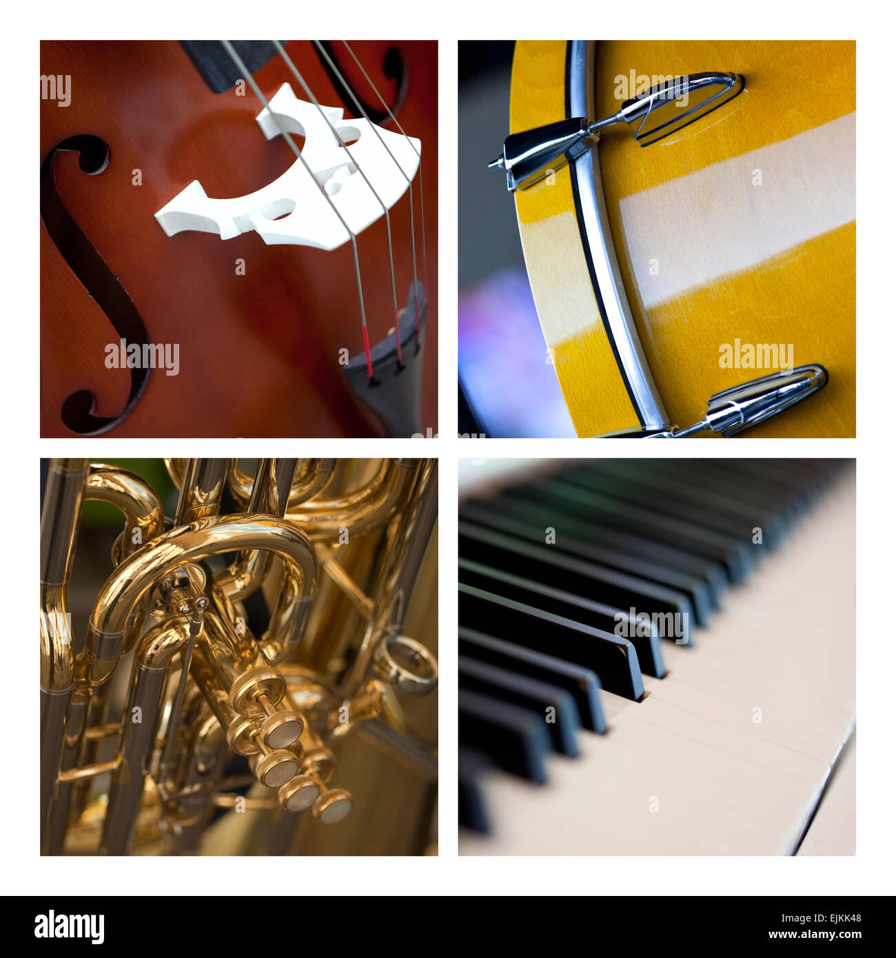 Various close up of musical instruments on a collage Stock Photo
