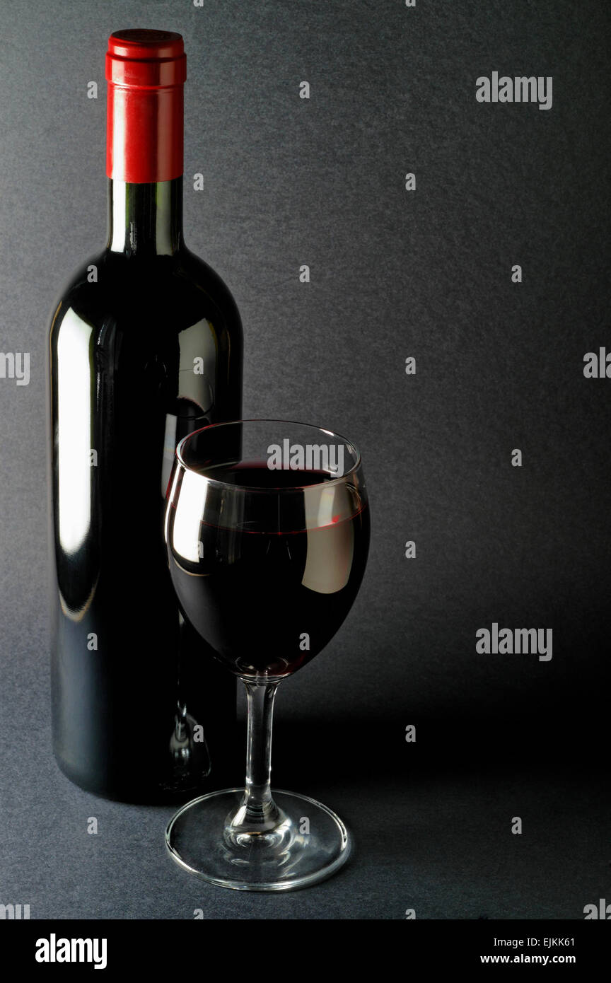 Red wine bottle and glass Stock Photo Alamy