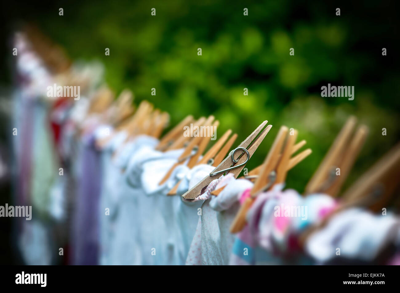 Ecofriendly washing line laundry drying Stock Photo Alamy