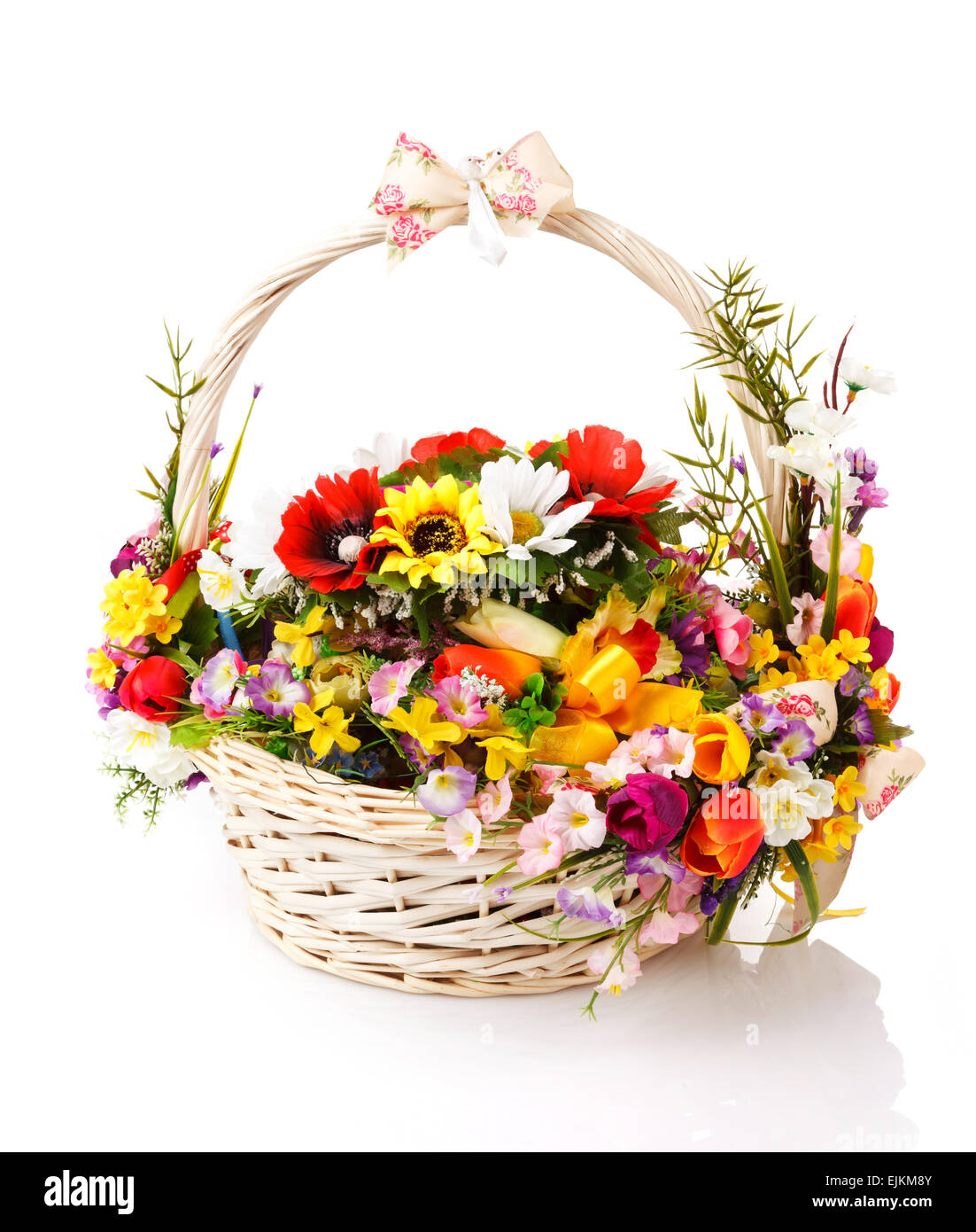 Premium Photo  Background colorful multicolored small artificial flowers  in a basket