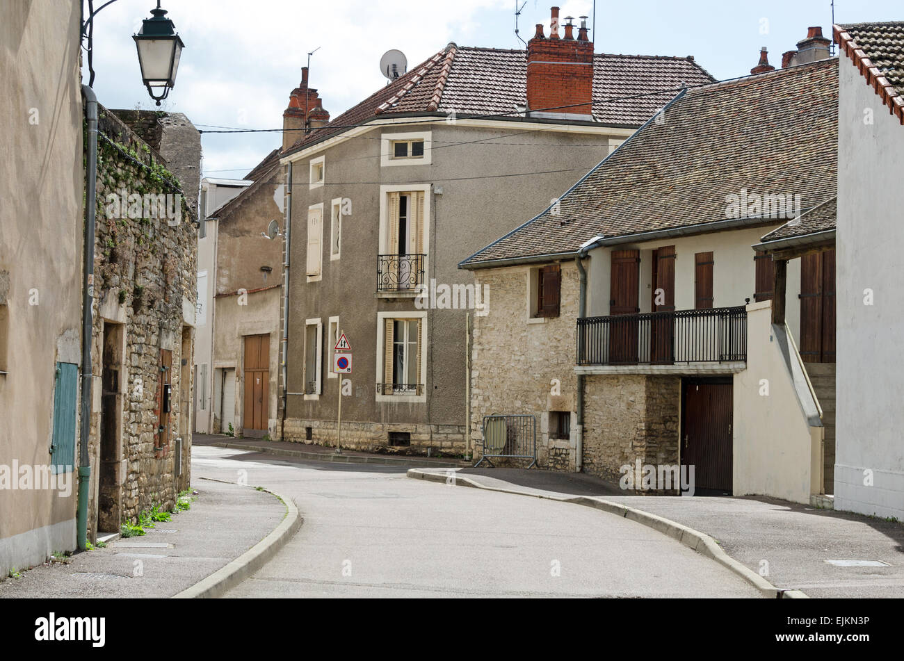 A narrow street in Chagny, Burgundy, France. Stock Photo