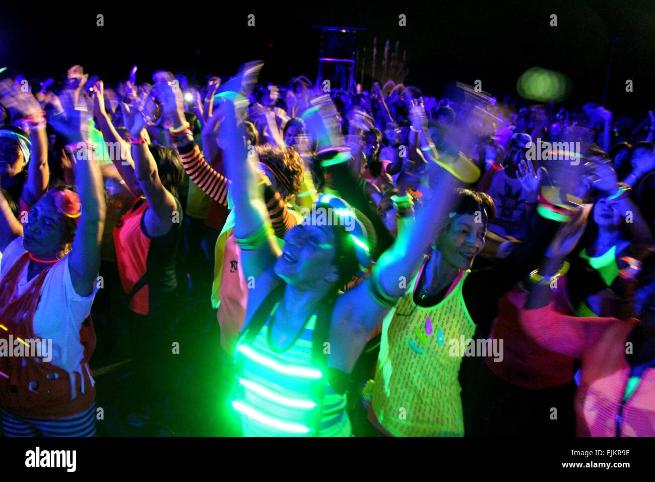 Zumba dancers performed with their glow in the dark or luminous color's