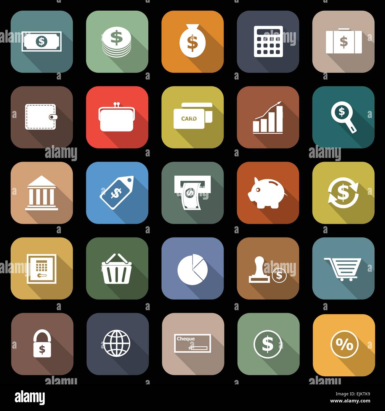 Money flat icons with long shadow, stock vector Stock Vector Image ...