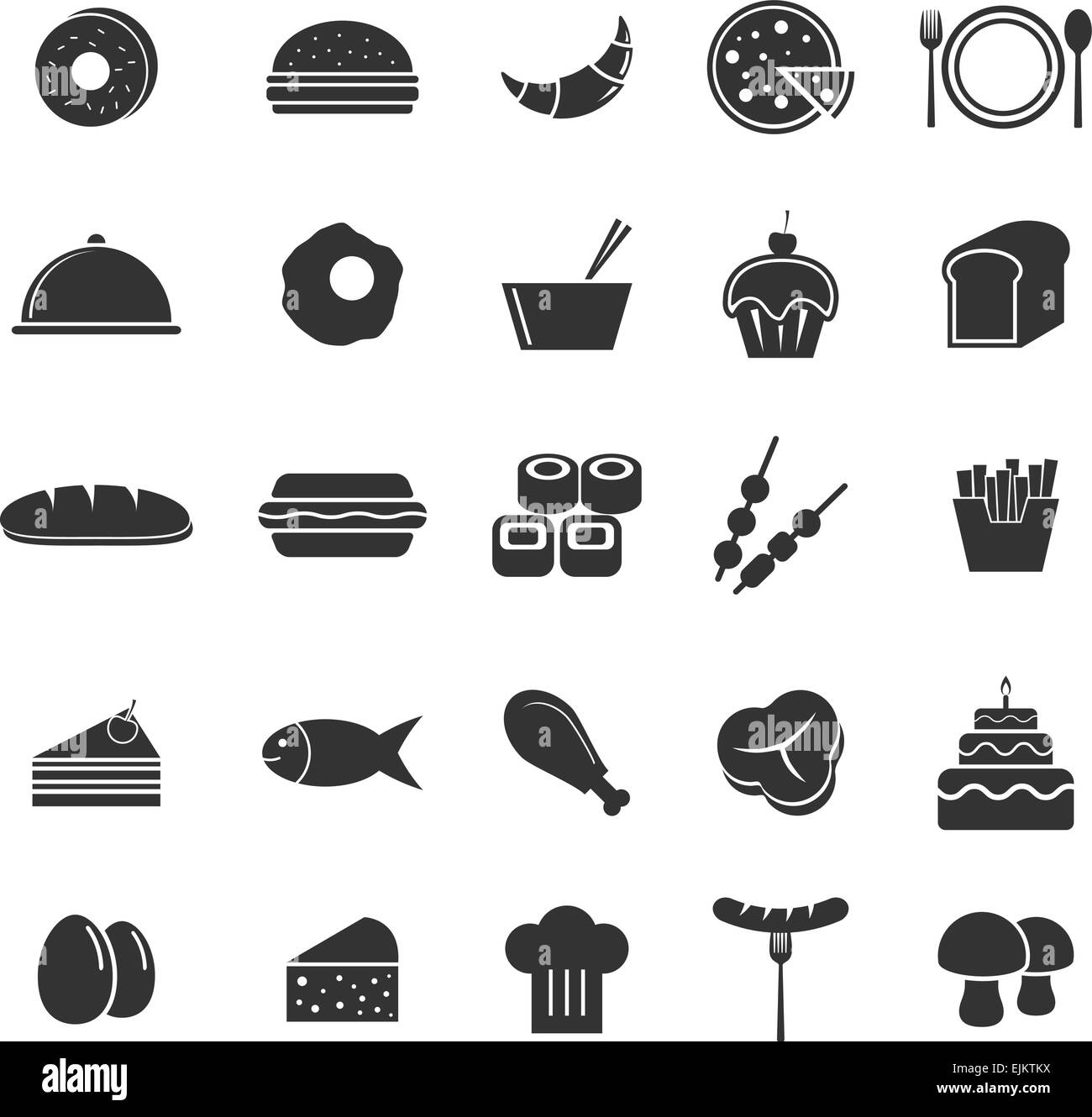 Food icons on white background, stock vector Stock Vector