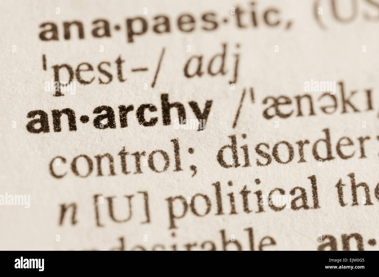 Definition of word anarchy in dictionary Stock Photo