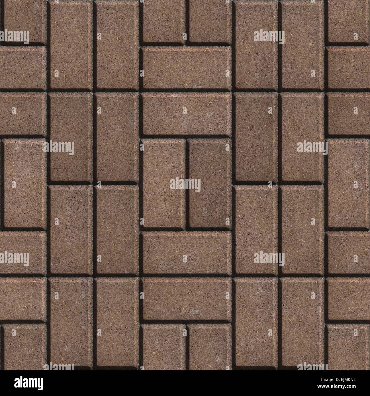 Brown Pave Slabs Rectangles Laid out in a Chaotic Manner. Stock Photo
