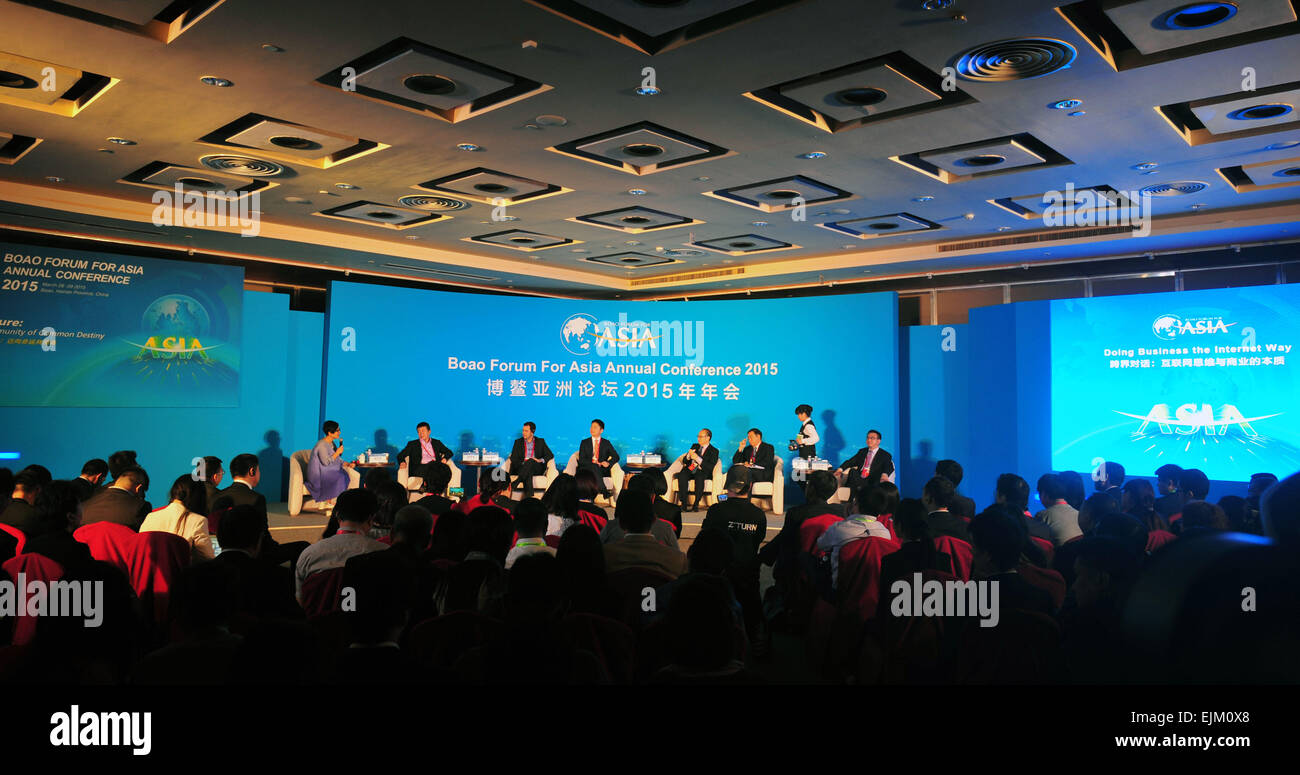Boao, China's Hainan Province. 29th Mar, 2015. A sub-forum with the theme 'Doing Business the Internet Way' is held during the 2015 Boao Forum for Asia (BFA) in Boao, south China's Hainan Province, March 29, 2015. © Yang Guanyu/Xinhua/Alamy Live News Stock Photo