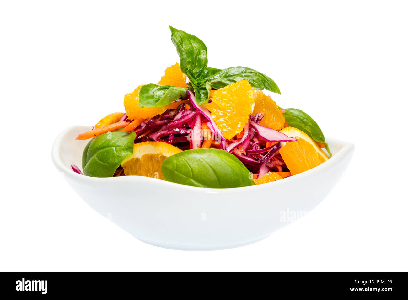 Salad of red cabbage, orange and carrots Stock Photo