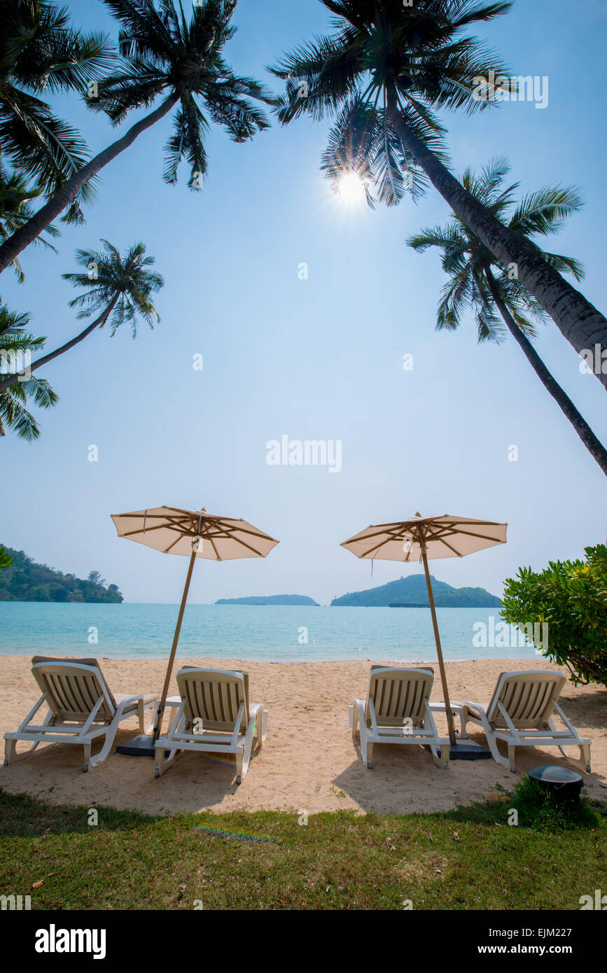 Beach chair in the Phuket Thailand beach Stock Photo