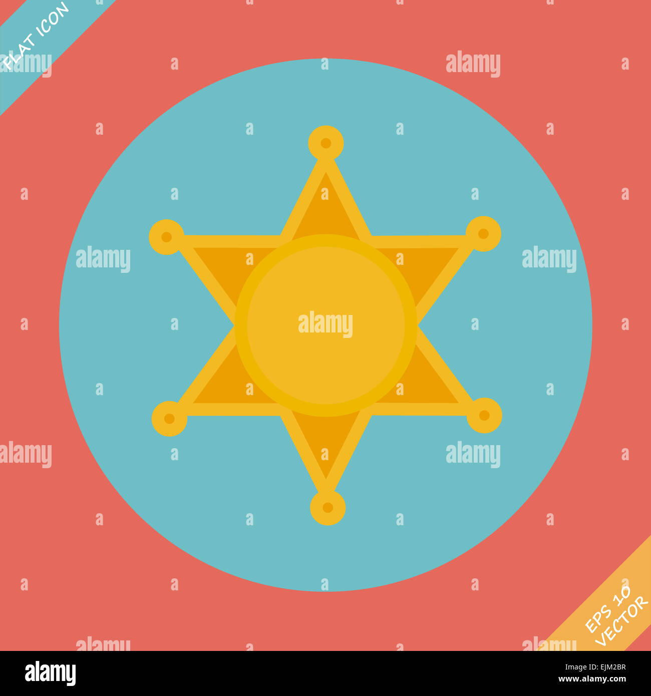 Sheriff star icon - vector illustration. Stock Photo