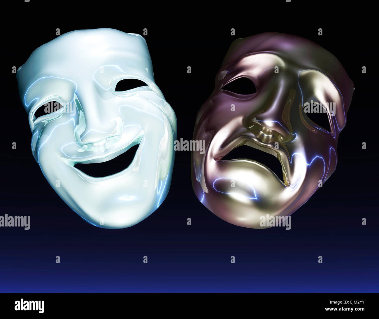 Digital Illustration of Theater Masks Stock Photo