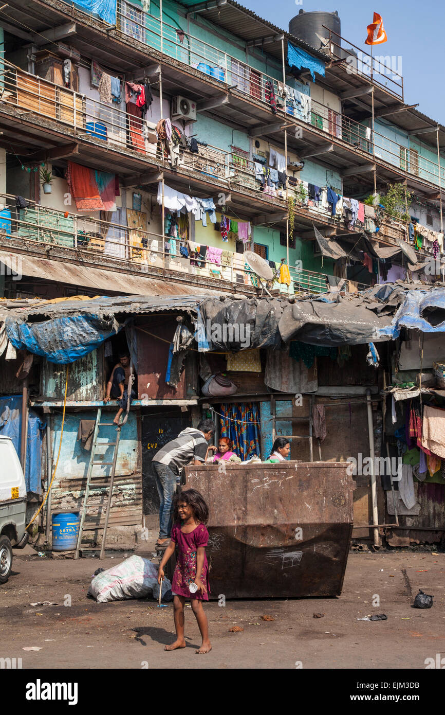 Mumbai slum apartment block, India Stock Photo