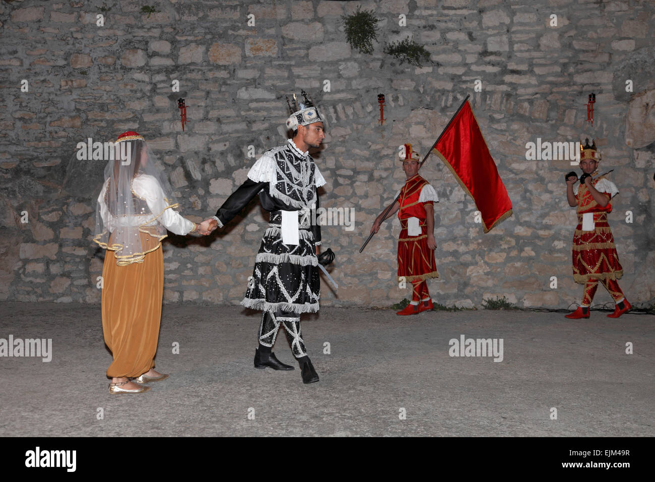 The Moreska Traditional Korkula Croatia Sword Dance Folk dance tradition the expulsion of the Islamic Moors from the island Stock Photo