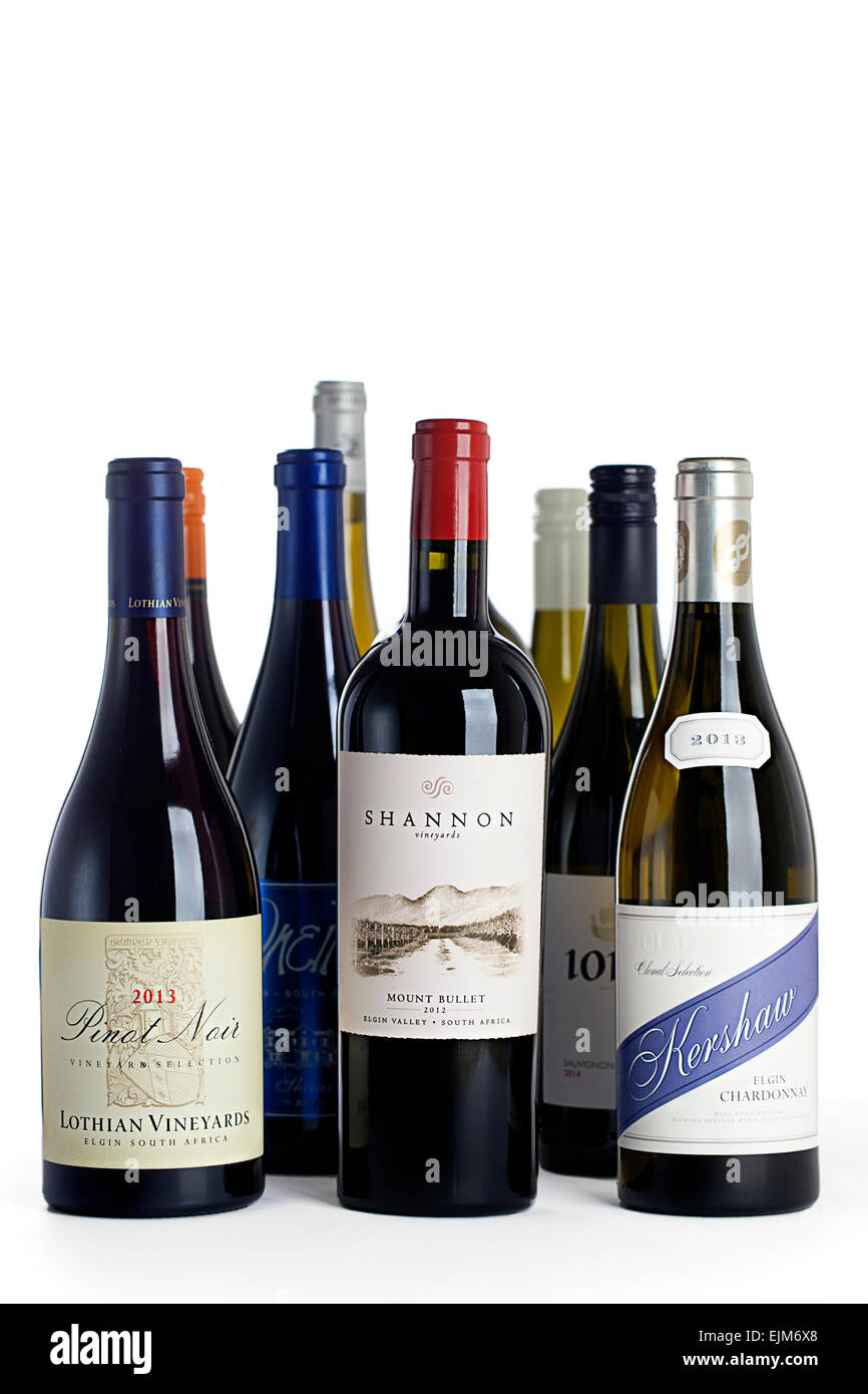 A selection of premium South African wines Stock Photo