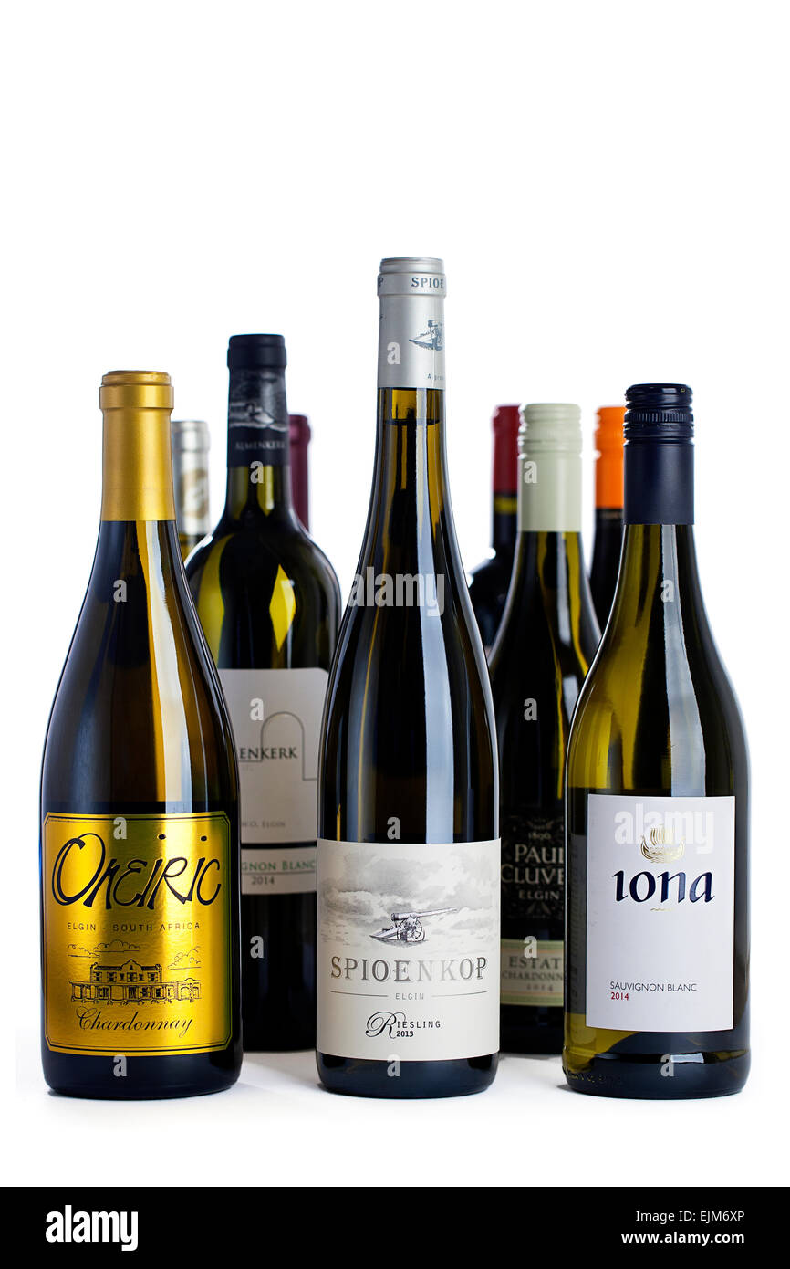 A selection of premium South African wines Stock Photo