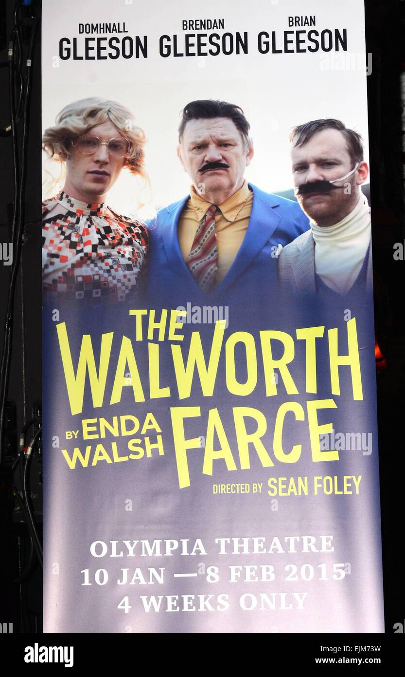Brendan Gleeson and son Brian Gleeson at The Olympia Theatre to announce they'll be starring in the Enda Walsh play 'The Walworth Farce' along with the other Gleeson son, Domhnall Gleeson. The play runs at The Olympia Jan 10th - Feb 8th 2015. Featuring: T Stock Photo