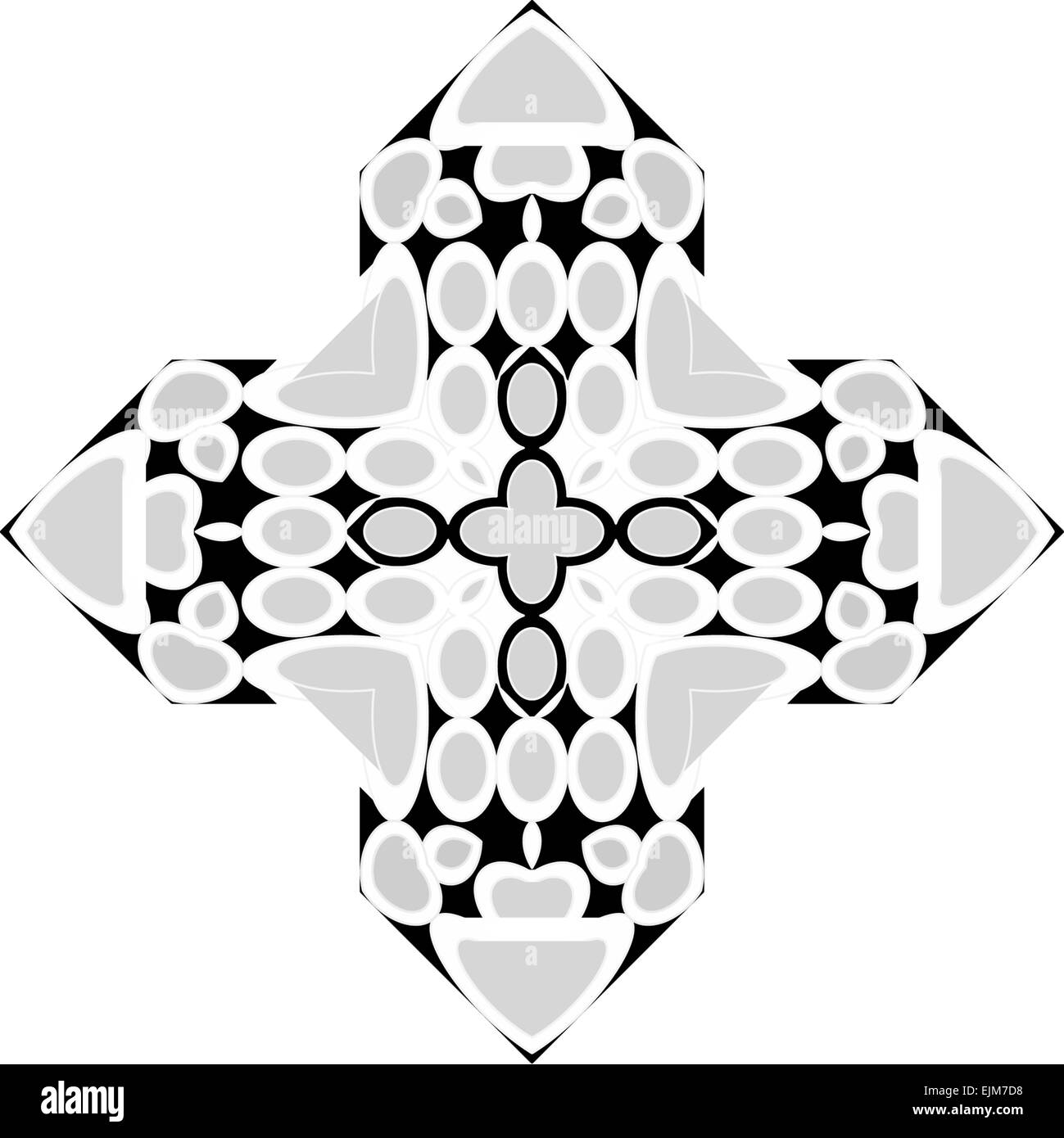 Decorative Cross Shaped Ornament In Black And White Gothic Stock Photo Alamy