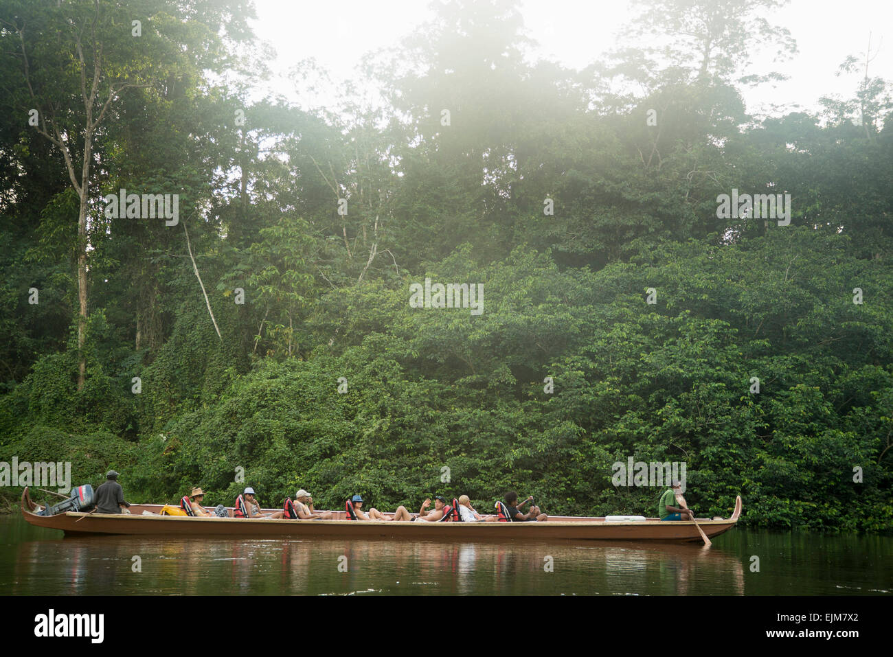 Boat trip on the Kabalebo River, Kabalebo Nature Resort, Suriname Stock Photo