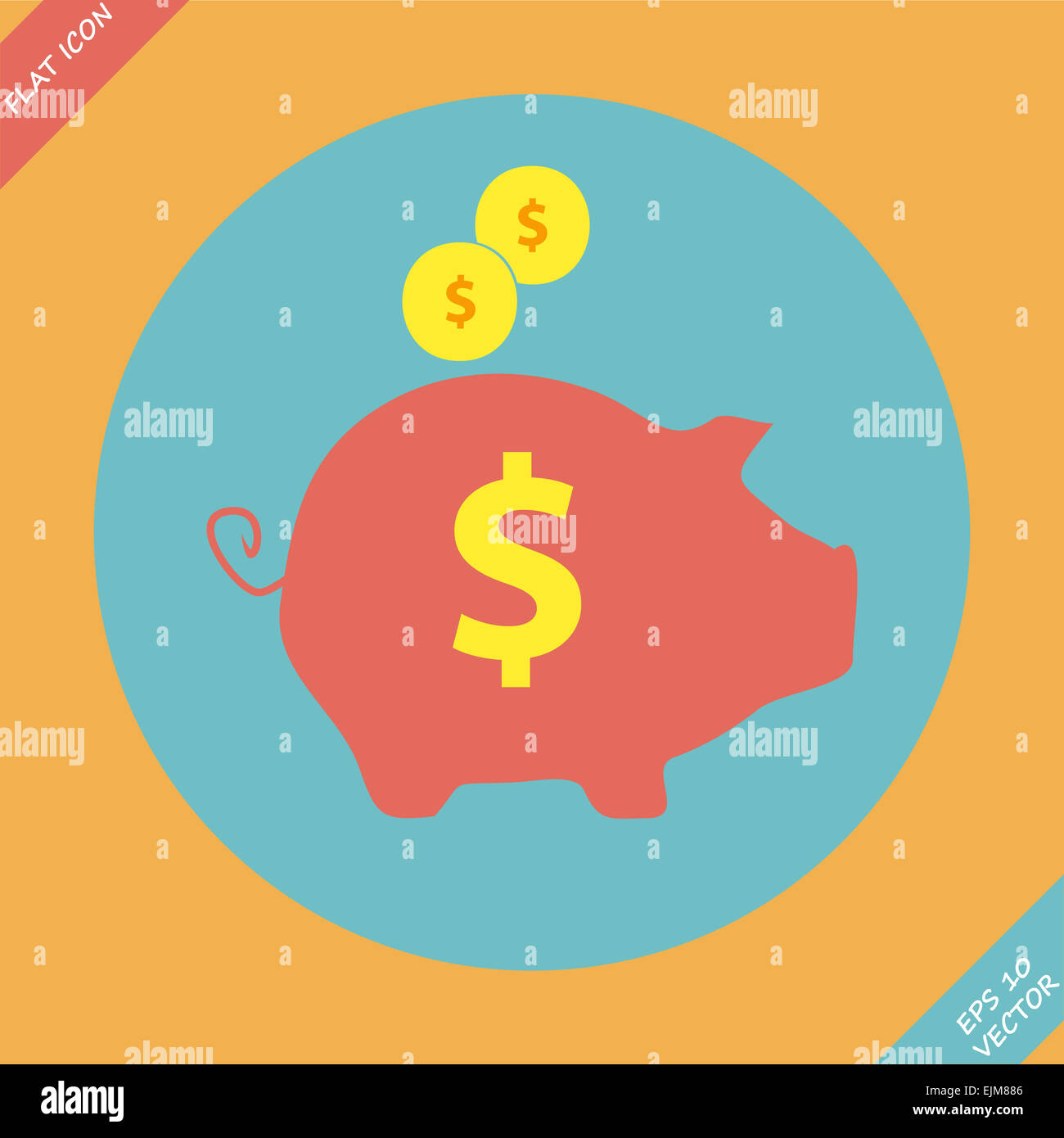 Piggy bank - saving money icon vector Stock Photo