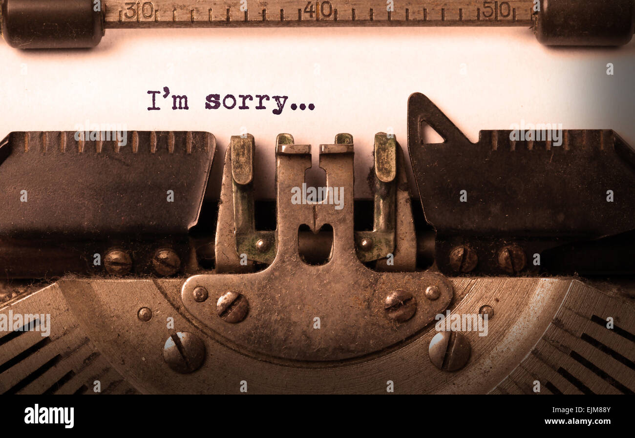 Sorry Old Vintage inscription made by old typewriter, im sorry Stock Photo - Alamy