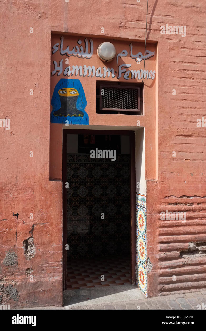 Entrance to a hammam for females in the medina of Marrakech, Morocco, North  Africa Stock Photo - Alamy