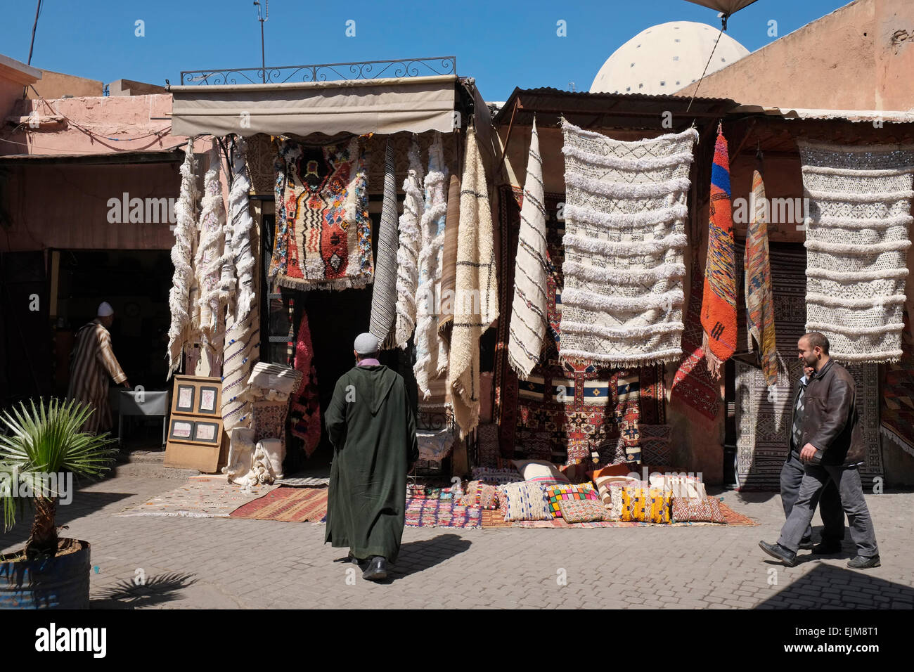 Moroccan rug and carpet shop in the medina of Marrakech, Morocco, North
