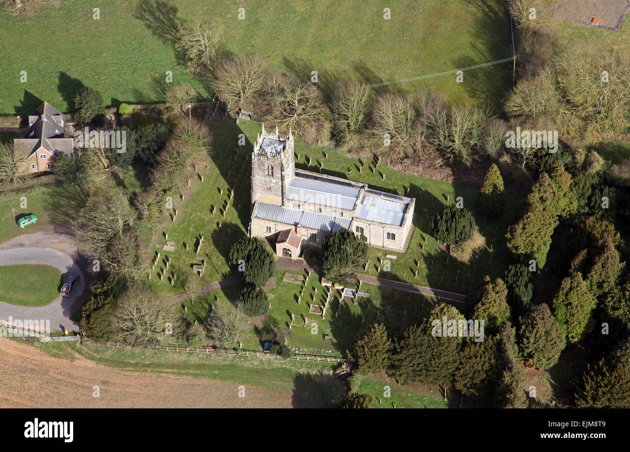 aerial view of All Saints Holme on Spalding Moor Church, East Yorkshire