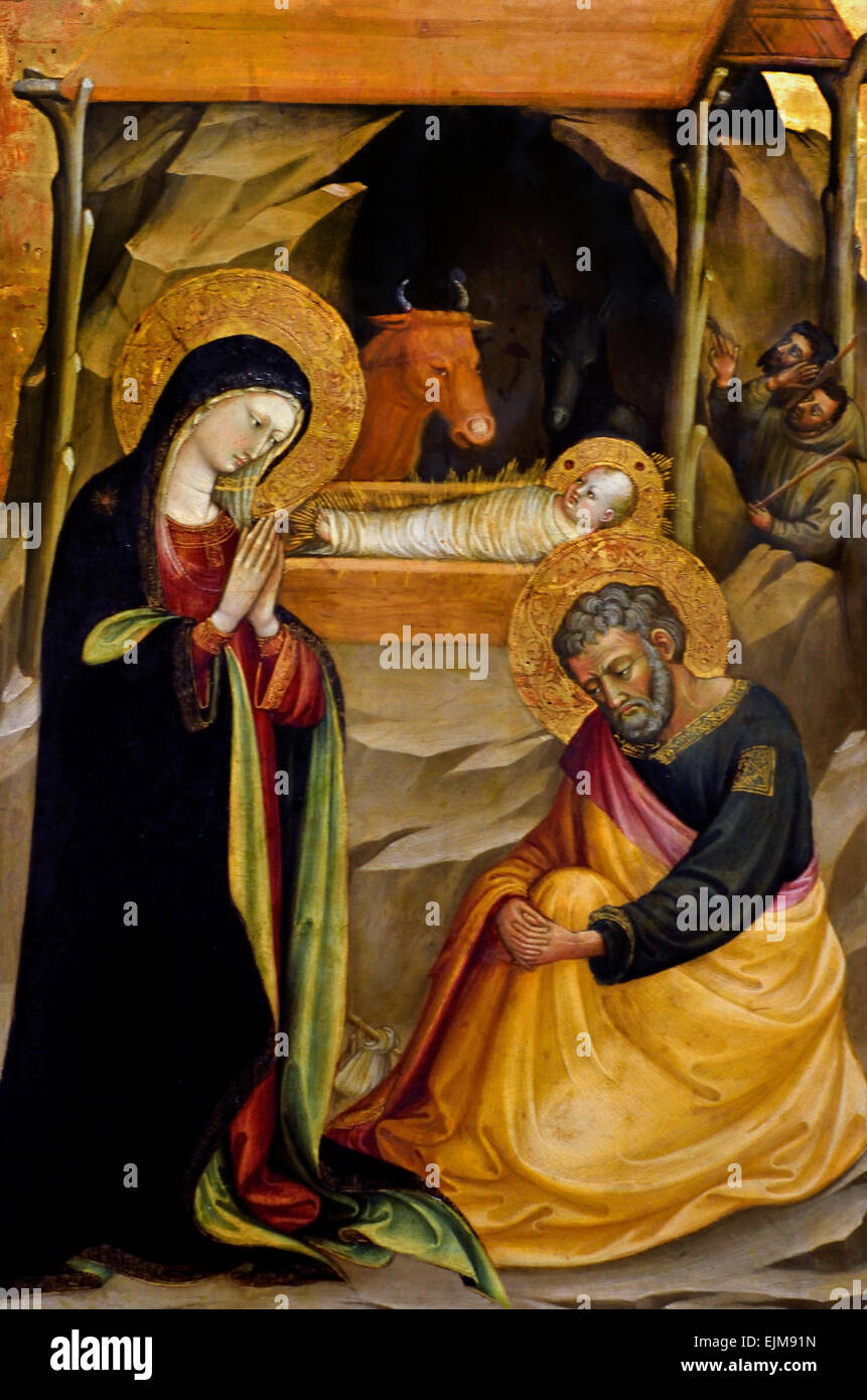 Birth of Christ 1430-1435  Bicci di Lorenzo di Bicci  (1373–1452) Italy Italian Stock Photo