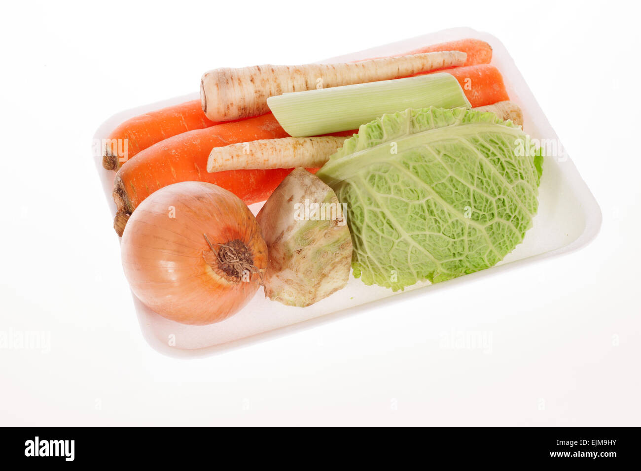 Freshly vegetables in styrofoam packaging tray Stock Photo Alamy