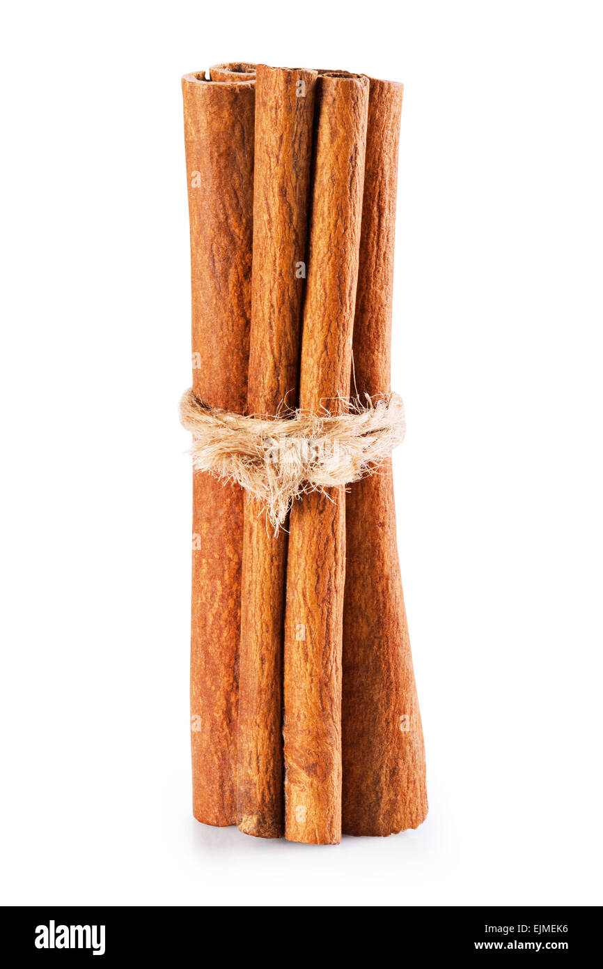 Cinnamon Sticks on white background. Clipping Path Stock Photo