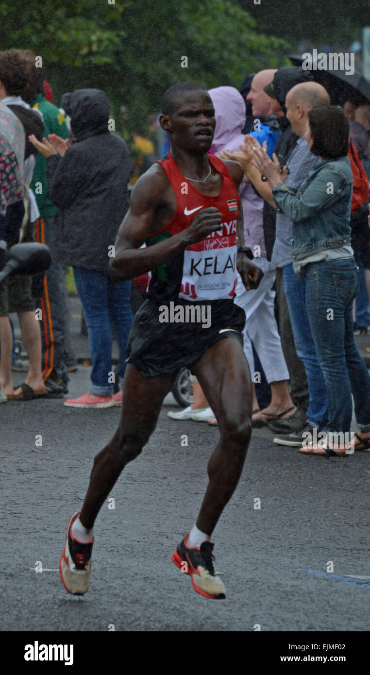 John Ekiru Kelai (kenya) running the men's marathon at the Glasgow Commonwealth Games 2014 Stock Photo