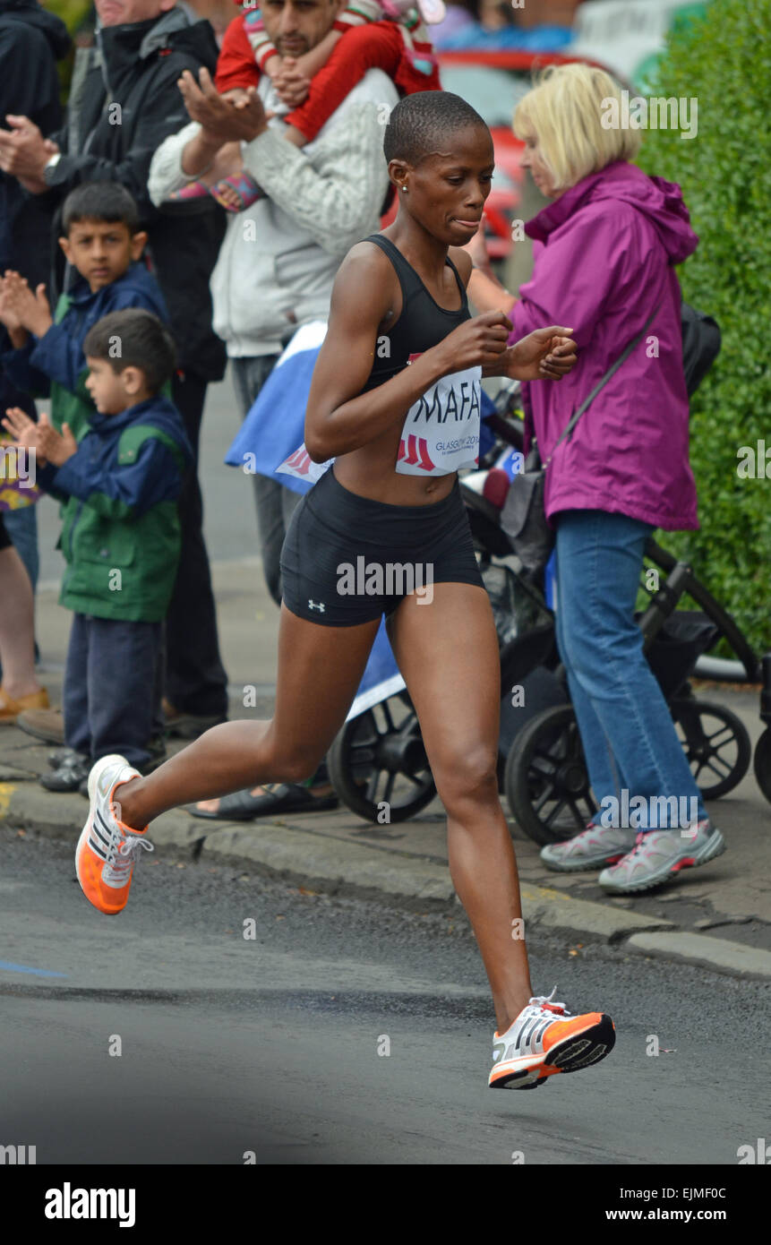 moleboheng mafata (Lesotho) running the women's marathon at the Glasgow Commonwealth Games 2014 Stock Photo