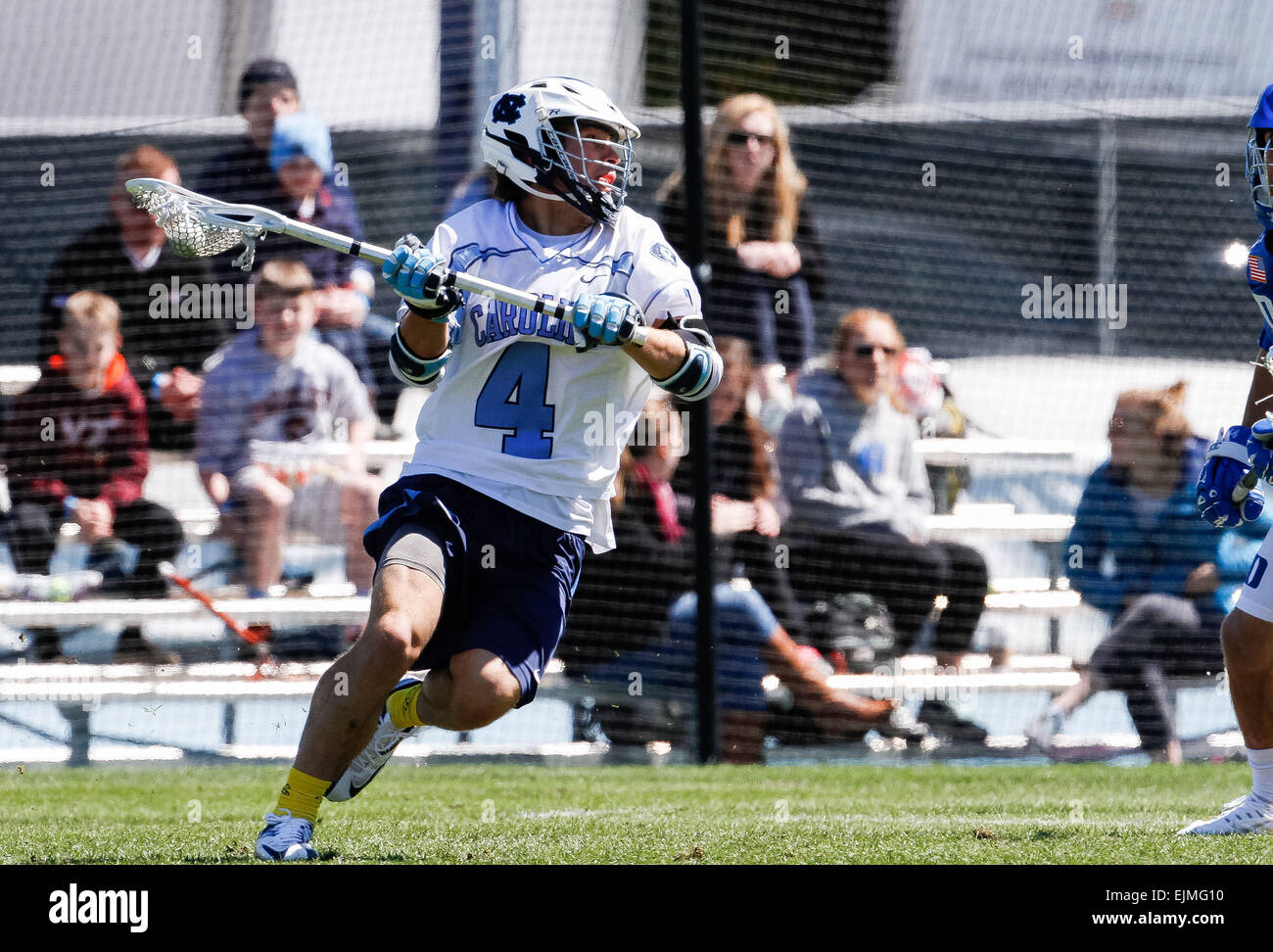 Chapel Hill, North Carolina, USA. 29th Mar, 2015. North Carolina Tar Heels Jimmy  Bitter (4) during ACC Lacrosse action between the Duke Blue Devils and the  Carolina Tar Heels at Fetzer Field